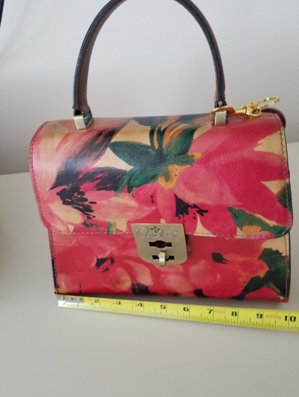 Patricia Nash Floral Top-Handle Satchel in Pink and Green